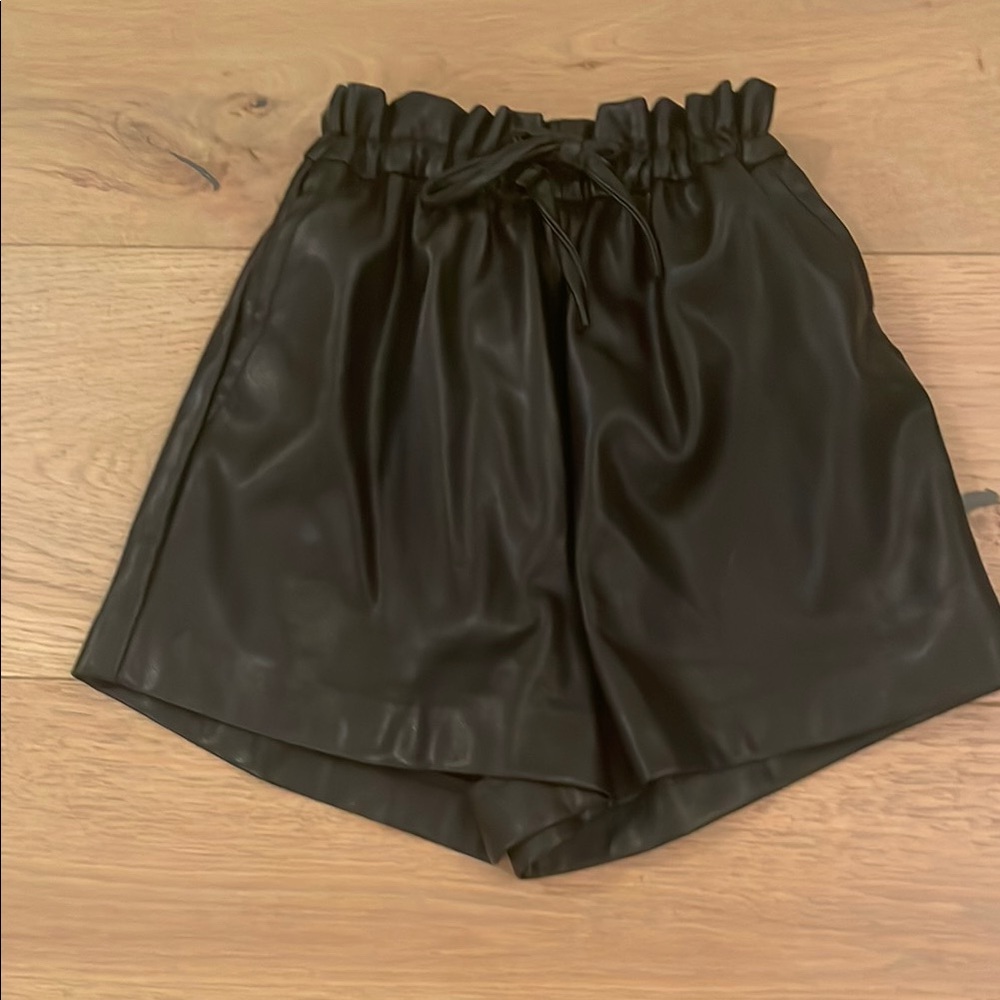 Black Faux Leather Short Kids
